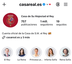 Canal Instagram Oficial Casa Su Majestad el Rey