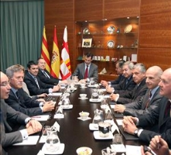 Su Alteza Real el Príncipe de Asturias, durante la reunión con el consejo de administración de Fira de Barcelona.
