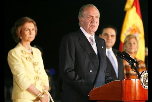 Don Juan Carlos durante su intervención a su llegada a El Salvador