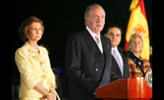 Don Juan Carlos durante su intervención a su llegada a El Salvador