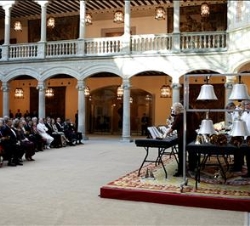 Vista general de la sala del Palacio Real de El Pardo donde se ofreció el concierto y la recepción