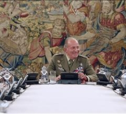 Su Majestad el Rey, junto a Su Alteza Real el Príncipe de Asturias, el presidente del Gobierno, José Luis Rodríguez zapatero, y la vicepresidenta prim