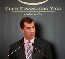 Su Alteza Real el Príncipe de Asturias durante su intervención en el almuerzo