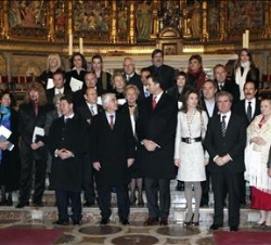 Sus Altezas Reales los Príncipes de Asturias junto al presidente de Castilla-La Mancha, José María Barreda, el ministro de Cultura, César Antonio Moli