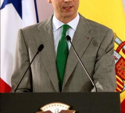 El Príncipe, durante sus palabras en el Centro Logístico Humanitario de la Cooperación Española en América Latina