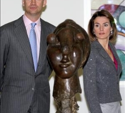 Los Príncipes de Asturias durante la inauguración de la Exposición