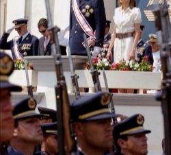 Los Príncipes de Asturias durante el acto de entrega de los Reales Depachos en la Academia General del Aire de San Javier