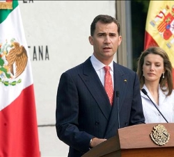 El Príncipe de Asturias durante su intervención en la ceremonia de bienvenida