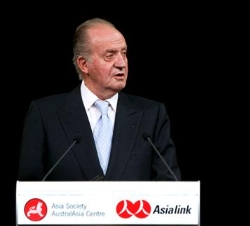 Su Majestad el Rey, durante su intervención en la cena con empresarios australianos en el Museo Powerhouse