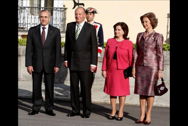 Sus Majestades los Reyes reciben al Presidente del Líbano, Michel Sleiman, y su esposa