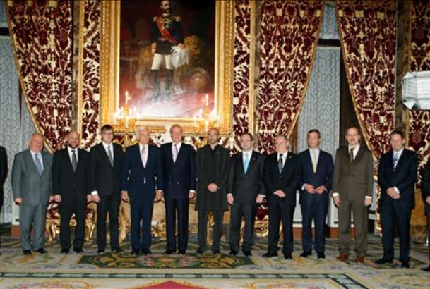 Audiencia de Don Juan Carlos al presidente del Parlamento Europeo y los representantes de los grupos políticos de la Eurocámara