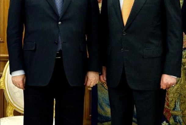 Su Majestad el Rey con el presidente de los Ferrocarriles Rusos