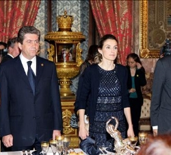 La Princesa de Asturias, junto al presidente del Gobierno, su esposa, y el Presidente de Bulgaria