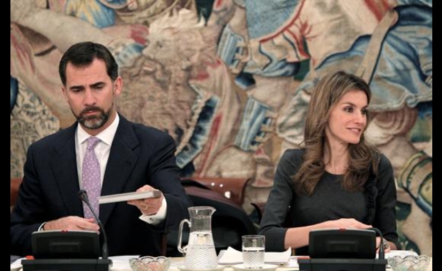Los Príncipes, durante la reunión del Patronato de la Fundación Príncipe de Girona