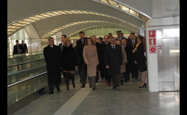 Sus Altezas Reales los Príncipes de Asturias a su llegada a la Estación Puerta de Atocha