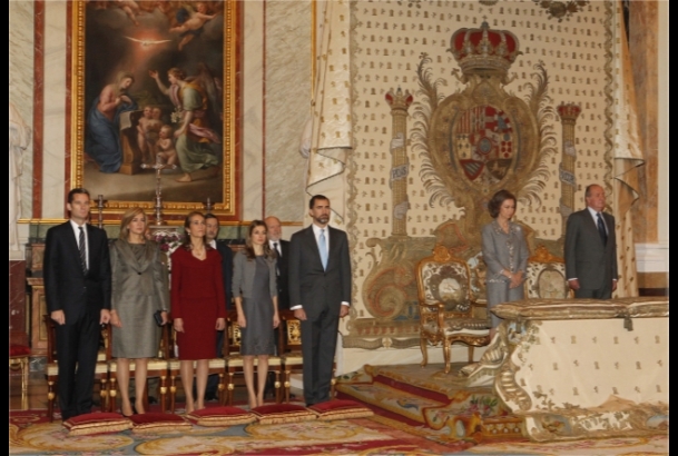 La Familia Real, durante la ceremonia religiosa