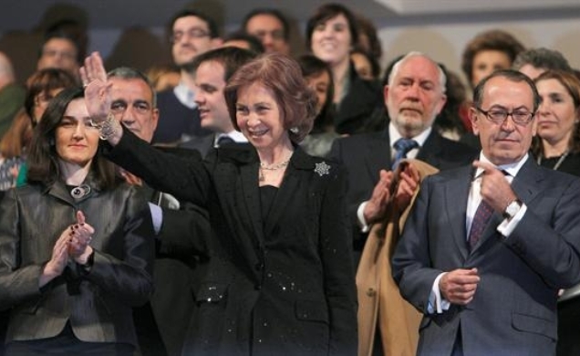 Su Majestad la Reina a su llegada al Auditorio Nacional de Música