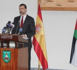 Don Felipe, durante su intervención en la Universidad de Jordania