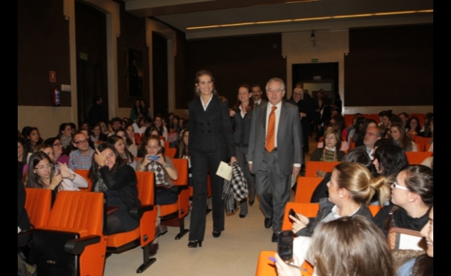 Su Alteza Real a su llegada a la Universidad Pontificia Comillas de Madrid