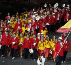 Apertura de los XXX Juegos Olímpicos "Londres 2012". El Equipo Olímpico Español a su entrada al Estadio
