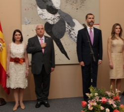 Viaje Oficial a la República de Panamá. Los Príncipes de Asturias junto al Presidente de la República de Panamá y su señora Marta Linares de Martinell