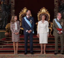Celebración del Día de la Fiesta Nacional. Altezas Reales los Príncipes de Asturias a su llegada al Palacio Real