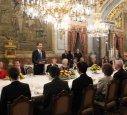 Vista general del Comedor de Gala del Palacio Real durante las palabras del Príncipe de Asturias