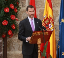 Su Alteza Real el Príncipe de Asturias y de Viana, durante su intervención en la entrega del Premio Príncipe de Viana de la Cultura 2013