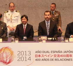 Su Alteza Real el Príncipe de Asturias y Su Alteza Imperial el Príncipe Heredero del Japón durante la reunión del Comité Bilateral de Cooperación Empr