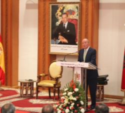 Don Juan Carlos, durante sus palabras de agradecimiento al recibir la llave de oro de la ciudad de Rabat