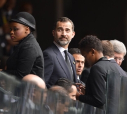 Su Alteza Real el Príncipe de Asturias durante el Funeral de Estado por el expresidente de la República de Sudáfrica, Excmo. Sr. Nelson Mandela