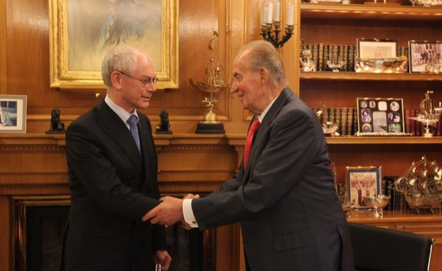 Saludo entre Su Majestad el Rey y el Presidente del Consejo Europeo, Herman Van Rompuy