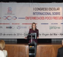 Su Alteza Real la Princesa de Asturias dirige unas palabras en el primer Congreso Escolar Internacional de Enfermedades poco Frecuentes