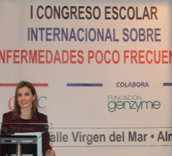 Doña Letizia durante su intervención en el primer Congreso Escolar Internacional de Enfermedades Poco Frecuentes