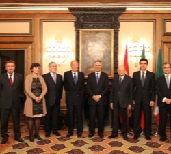 Los Jefes de Estado de España, Portugal e Italia, el vicepresidente de la Comisión Europea Antonio Tajani, el ministro Soria, los ministros portuguese