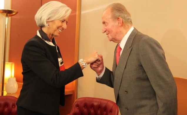 Su Majestad el Rey recibe el saludo de la directora gerente del Fondo Monetario Internacional, Christine Lagarde