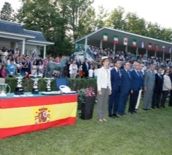 Su Alteza Real la Infanta Doña Elena durante la ceremonia de entrega de premios del 104 Concurso de Saltos Hípicos Internacional 5* Madrid-Longines Gl
