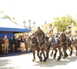 Una Unidad a caballo a su paso por la tribuna