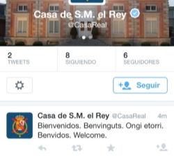 Perfil oficial de Twitter de la Casa de Su Majestad el Rey