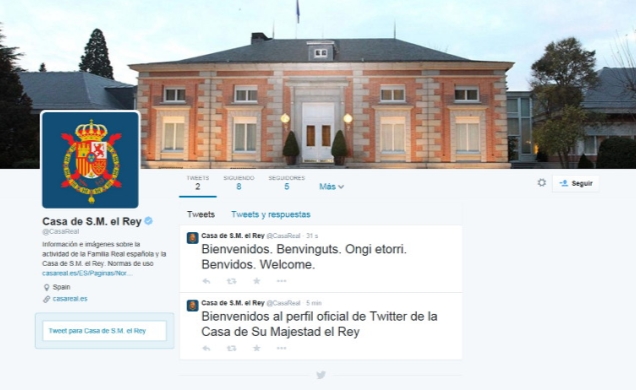 Perfil oficial de Twitter de la Casa de Su Majestad el Rey