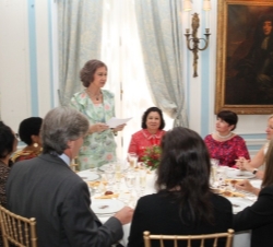 Doña Sofía, durante su intervención en el almuerzo ofrecido a las mujeres embajadoras representantes permanentes ante la ONU.