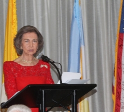 Doña Sofía durante su intervención en la sede de las Naciones Unidas tras la entrega del galardón