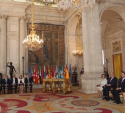 Vista general del Salon de Columnas durante la ceremonia de Sanción y Promulgación de la Ley Orgánica por la que se hace efectiva la abdicación de Su 