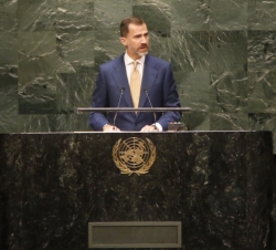 Don Felipe durante su intervención en la Asamblea General de Naciones Unidas