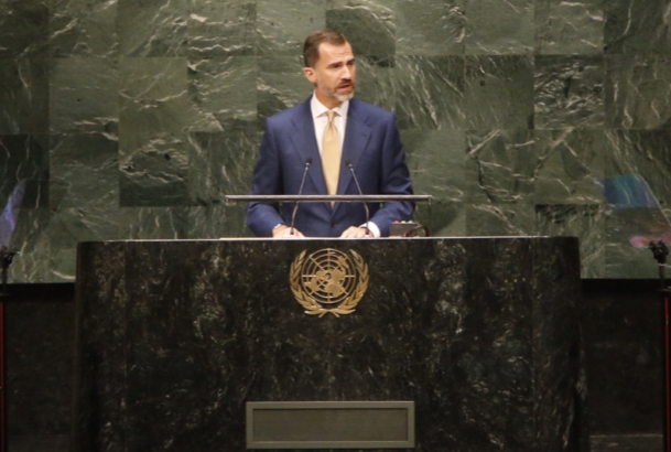Don Felipe durante su intervención en la Asamblea General de Naciones Unidas