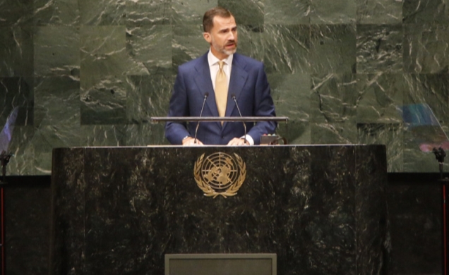 Don Felipe durante su intervención en la Asamblea General de Naciones Unidas