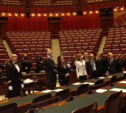 Sus Majestades los Reyes durante su visita a la Cámara de Diputados Italiana