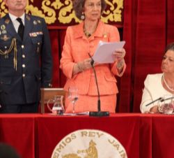 Su Majestad la Reina Doña Sofía durante su intervención, tras hacer entrega de los Premios Rey Jaime I 2014