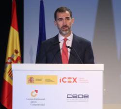 Su Majestad el Rey durante su intervención en la inauguración del Encuentro Empresarial sobre el Plan Estratégico de Internacionalización y Mercados P
