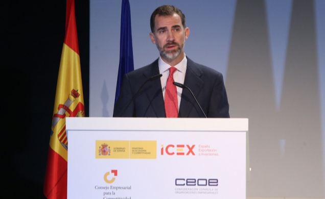 Su Majestad el Rey durante su intervención en la inauguración del Encuentro Empresarial sobre el Plan Estratégico de Internacionalización y Mercados P